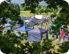View across Rollo Park showing market stalls at Little Dunning Fayre